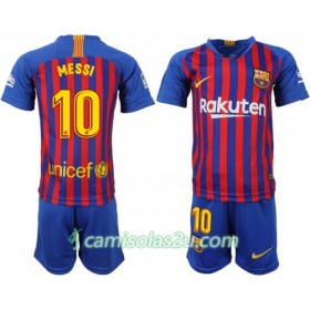 Camisolas de Futebol FC Barcelona Messi 10 Criança Equipamento Principal 2018/19 Manga Curta